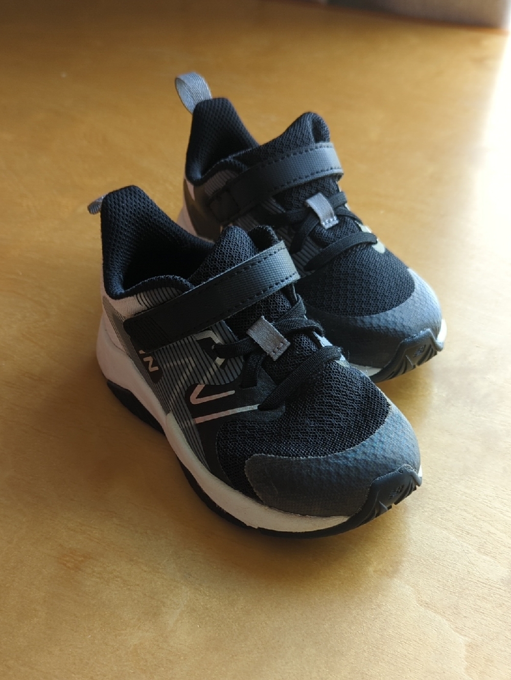 New Balance Toddler Sneakers in Black and Gray with Velcro Strap